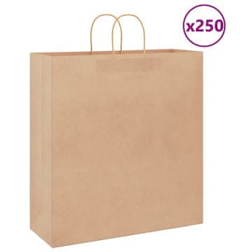Vidaxl vidaXL Kraft papirnate vrečke 250 kosov z ročaji rjave barve 45x17x48 cm