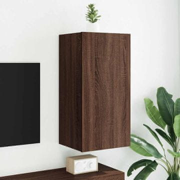 Vidaxl vidaXL Stenska TV omarica z LED rjavo hrastovo 40,5x35x80 cm