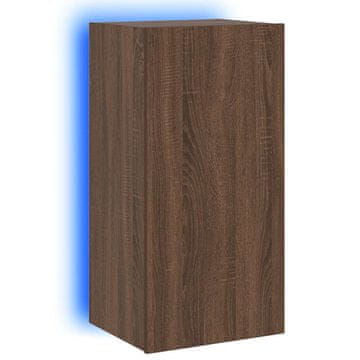 Vidaxl Stenska TV omarica z LED lučkami rjavi hrast 40,5x35x80 cm