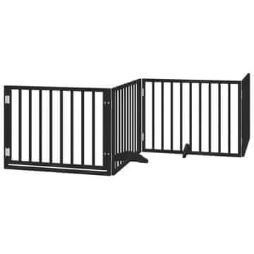 Vidaxl Ograda za pse z vrati zložljiva 4 paneli črna 320 cm topolovina