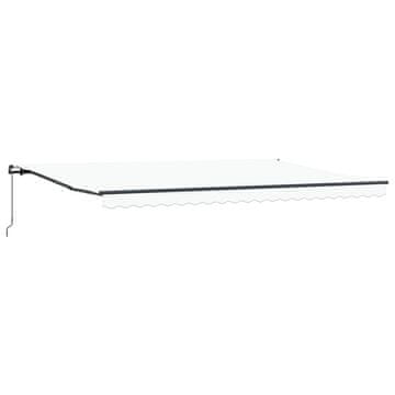 Vidaxl Vlečna tenda Bela 500 × 350 cm Poliester in aluminij