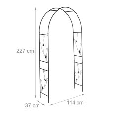 Northix Okrogel vrtni lok 200x120 cm črna kovina za plezalne rastline