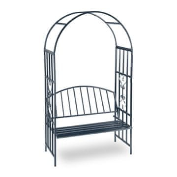 Northix Rožni lok s klopjo za 2 osebi – kovinska vrtna pergola