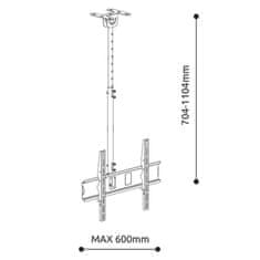Jollyline TCM-3280, stropni nosilec za TV 32"-80", 75 kg, tilt +5°-20°, rot. ±90