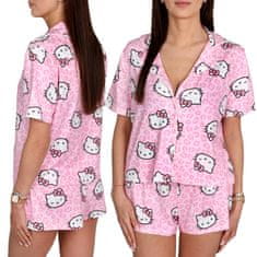 HELLO KITTY Hello Kitty Roza ženska pižama z gumbi, dvodelna poletna pižama s kratkimi rokavi S
