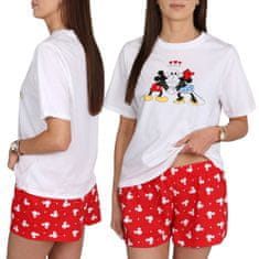 Disney DISNEY Minnie Mickey Mouse Bela ženska pižama, dvodelna poletna pižama s kratkimi rokavi 100% bombaž L