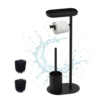 Northix Držalo za toaletni papir s polico in krtačo 30x20x70 cm