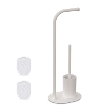 Northix Komplet držala in krtač za toaletni papir bela kovina samostoječe
