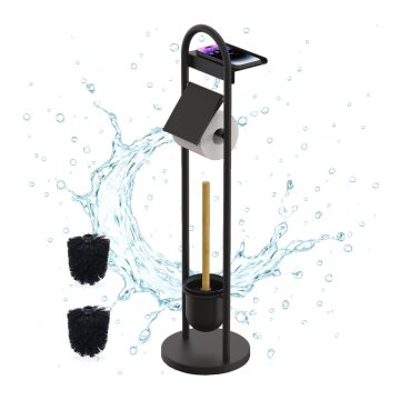 Northix Držalo za toaletni papir s polico kovina in bambus mat