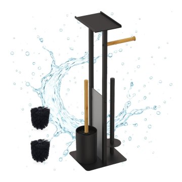 Northix Držalo za toaletni papir prostostoječe kovina in bambus