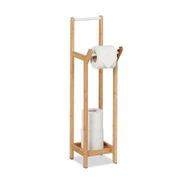 Northix Stojalo za toaletni papir iz bambusa z integrirano polico