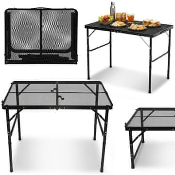 GARDEN LINE Zložljiva potovalna miza, nastavljiva kamping miza, črna 90x60x40/70 cm