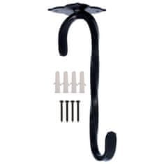 GARDEN LINE Črn stropni obešalnik za lončke, kovinski nosilec, trden kavl 21 cm