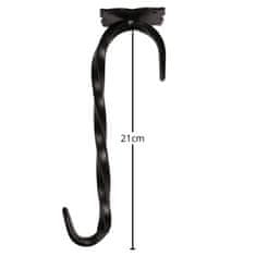 GARDEN LINE Črn stropni obešalnik za lončke, kovinski nosilec, trden kavl 21 cm