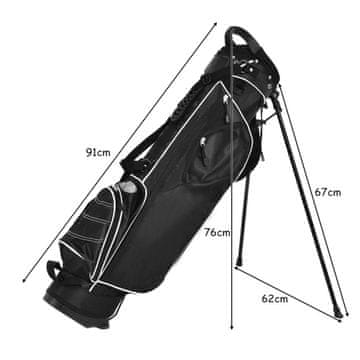 Northix 9-palčna torba za golf, torba za svinčnike, profesionalna potovalna torba s stojalom, črna