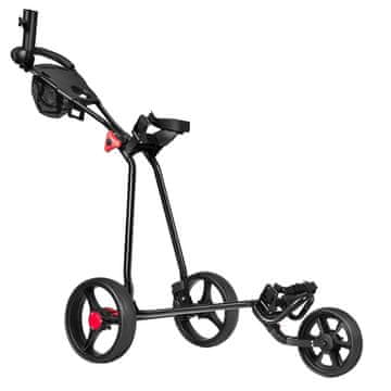 Northix 3-kolesni zložljivi voziček za golf z nastavljivim TPR ročajem