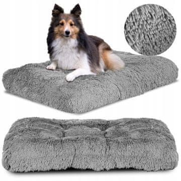 AIO FACTORY Blazina za pasjo posteljo visoka stranica shaggy 100x70 cm svetlo siva