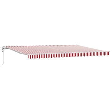 Vidaxl Vlečna tenda Rdeča in bela 500 × 300 cm Tkanina in aluminij