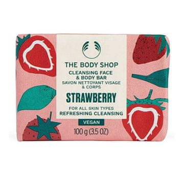 The Body Shop Trdno milo za obraz in telo Jagoda (Cleansing Face & Body Bar) 100 g