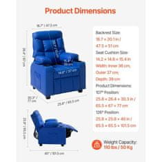 VEVOR Otroški naslanjač 64x655x1015 cm modra