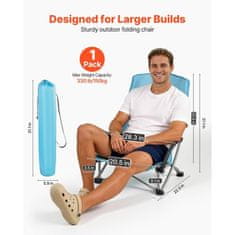 VEVOR Zložljiv plažni stol 72x58x79 cm svetlo modra