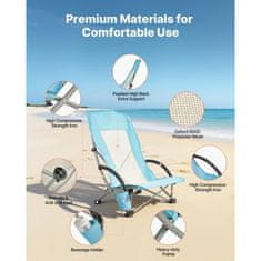 VEVOR Zložljiv plažni stol 72x58x79 cm svetlo modra