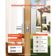 VEVOR Mehanski ključavnica za vrata brez ključa 2.0 nadgradnja kode 5-mestna srebrna