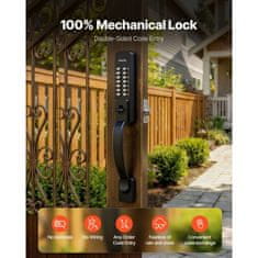 VEVOR Mehanski ključavnica za vrata brez ključa obojestranski gumb 35x65 mm črna