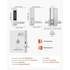 VEVOR Mehanski ključavnica za vrata brez ključa 2.0 nadgradnja kode 5-mestna srebrna