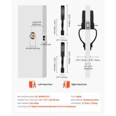 VEVOR Mehanski ključavnica za vrata brez ključa obojestranski gumb 35x65 mm črna