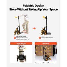 VEVOR Voziček za prenašanje po stopnicah JL-LLC-C 600x460x1090 mm zložljiv