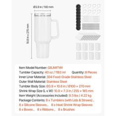 VEVOR Sublimacijski lončki 8 kosov 10x27 cm iz nerjavečega jekla z ročajem