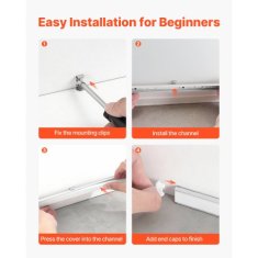 VEVOR LED aluminijasti kanal U-oblika 200 cm paket 20 kosov mlečni pokrov