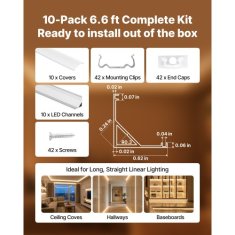 VEVOR LED aluminijasti kanal v obliki črke V 200 cm paket 10 kosov mlečni pokrov