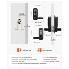 VEVOR Mehanski ključavnica brezključno odpiranje obojestranski gumb 35-65 mm bronasta