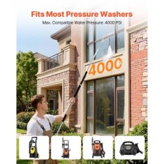 VEVOR Teleskopska cev visokotlačnega čistilca 3-sekcijska 2775x145x31 mm srebrna