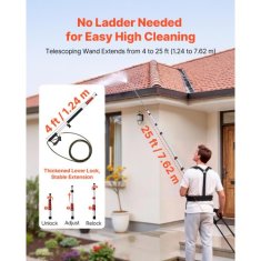 VEVOR Teleskopska palica za visokotlačni čistilec 124x195x45 cm 762 m shranjevanje