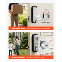 VEVOR Mehanski ključavnica za vrata brez ključa 2.0 nadgradnja kode 35-65 mm srebrna