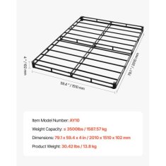 VEVOR Vzmetnica Box Spring Queen Size 2010x1510x102 mm 158757 kg Tkanina prevleka