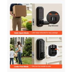 VEVOR Mehanska ključavnica za vrata brez ključa enostranska s potisnim gumbom črna