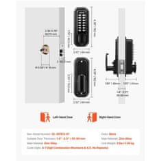 VEVOR Mehanska ključavnica za vrata brez ključa enostranska s potisnim gumbom črna