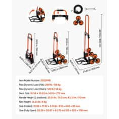 VEVOR Voziček za prenašanje po stopnicah 515x525x1110 mm zložljiv
