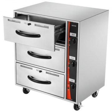 VEVOR Ogrevalni predalnik omara s tremi predali 74x595x90 cm nerjaveče jeklo