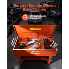 VEVOR Pralni stroj za dele 1130x550x890 mm 151L rezervoar 65L kapaciteta topila jeklo