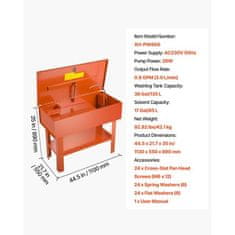 VEVOR Pralni stroj za dele 1130x550x890 mm 151L rezervoar 65L kapaciteta topila jeklo