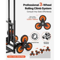 VEVOR Voziček za prenašanje po stopnicah KT-2025D 745x490x1120 mm zložljiv