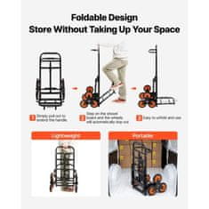 VEVOR Voziček za prenašanje po stopnicah KT-2025D 745x490x1120 mm zložljiv