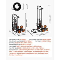VEVOR Voziček za prenašanje po stopnicah KT-2025D 745x490x1120 mm zložljiv