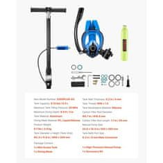 VEVOR Mini potapljaški jeklenka z masko 05 L 60x300 mm prenosna reševalna oprema