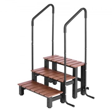 VEVOR Stopnica za masažno kad z ograjo 3-stopenjska 990x755x1340 mm rjava in črna